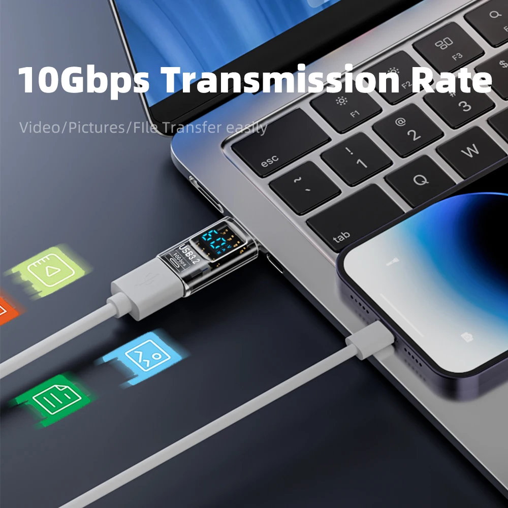 USB 3.2 디지털 디스플레이 어댑터 10Gbps USB 남성에서 USB 여성으로 USB C 고속 충전 데이터 변환기 노트북 PC 아이폰용