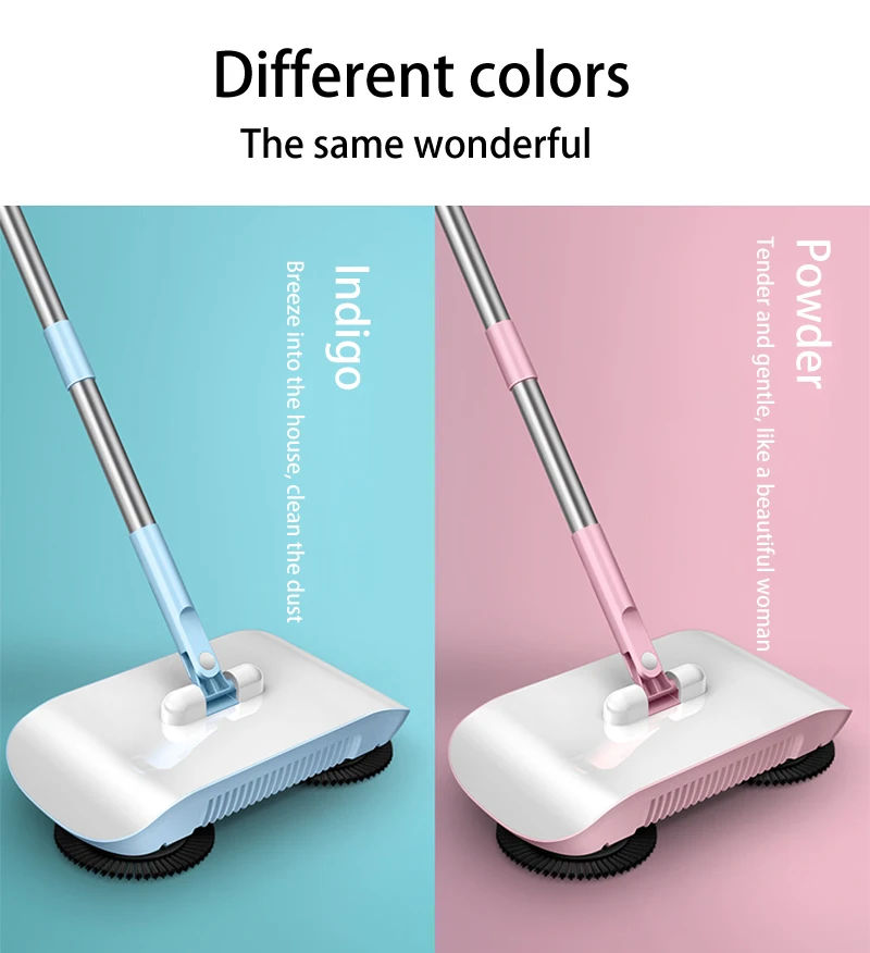 Hand Push Sweeper Magic Broom Dustpan Set Housework Cleaning Mopping All-in-one Sweeping Machine Wet and Dry Mopping Tool