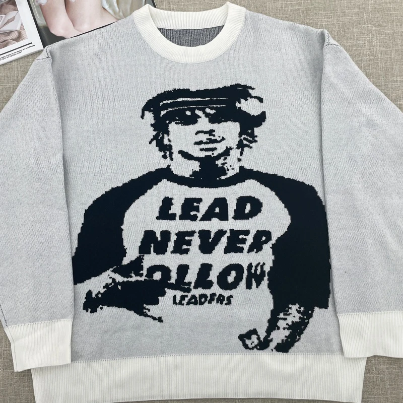 여성용 루즈 Y2K 빈티지 고딕 그래픽 스웨터, 2024 가을 겨울 캐주얼 한국 소녀 패션, 하라주쿠 니트 풀오버 스웨터