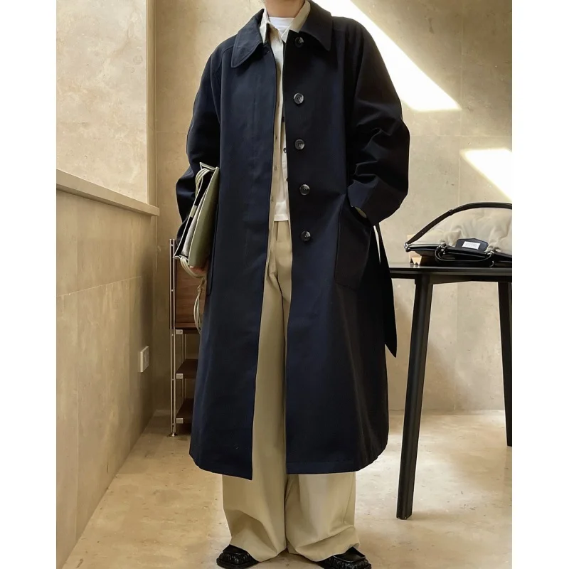 

Woman Spring and Autumn Classic A-line top quality knee coat Simple silhouette trenchcoat