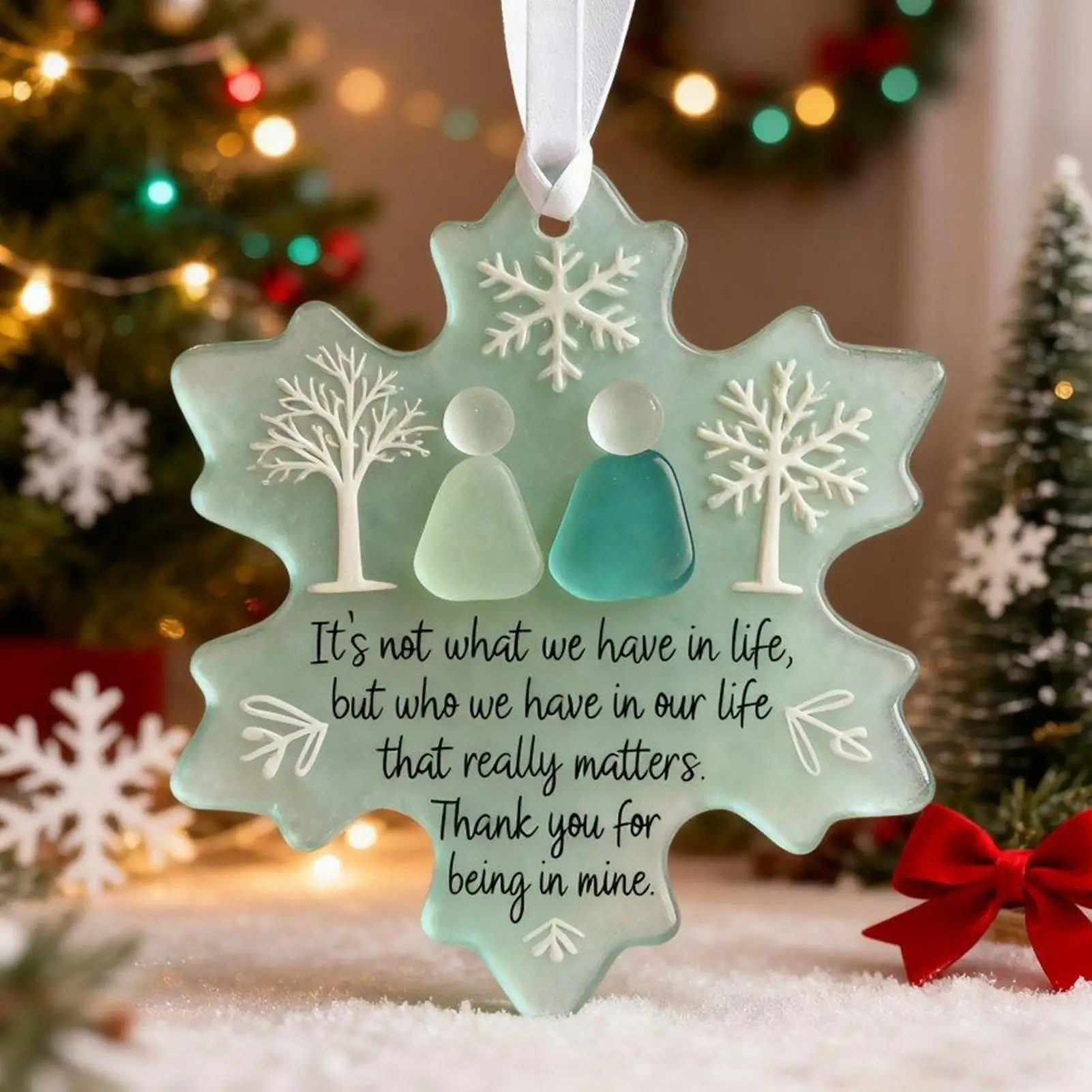 Snowflake shaped sea glass gratitude souvenir Snowflake shaped acrylic friendship decoration handmade friendship snowflake