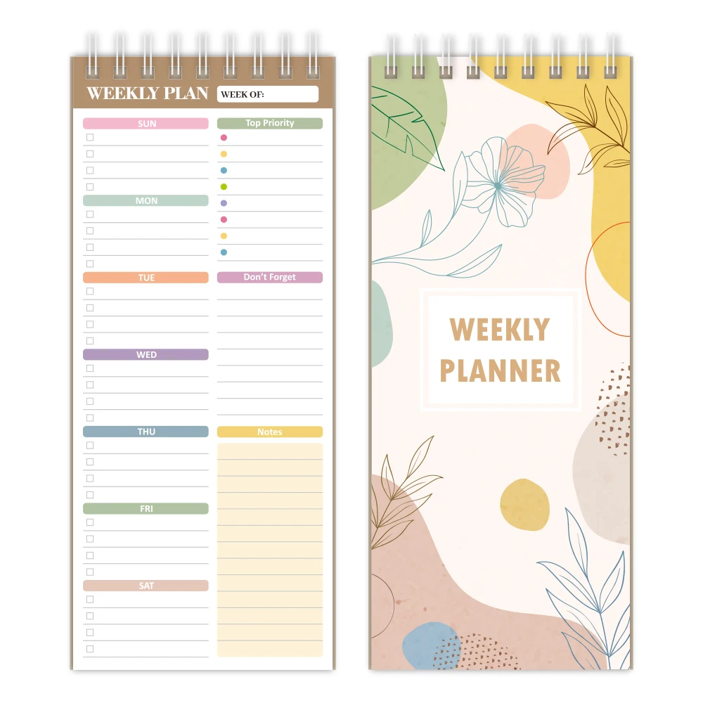 Undated Vertical Weekly Planner with Priority Notes Sections for Effective Time Management