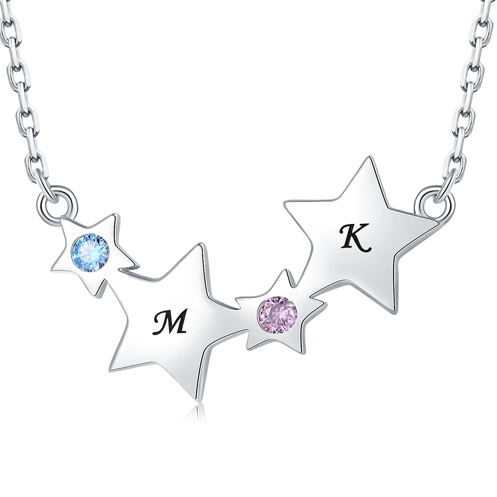 Personalized Star Initial Necklace 925 Sterling Silver Birthstone Pendant Custiomized Jewelry Birthday Gift for Women Mom Friend текстуры спецодежды converse chuck taylor all star squirrel friend a04327c