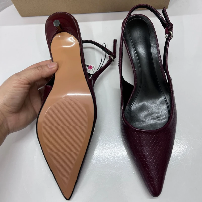 High Heels Office Lady Shoes Sexy Pointed Toe Slingback Footwear Pumps Elegant Designer Stiletto Concise Women Dress Sandal