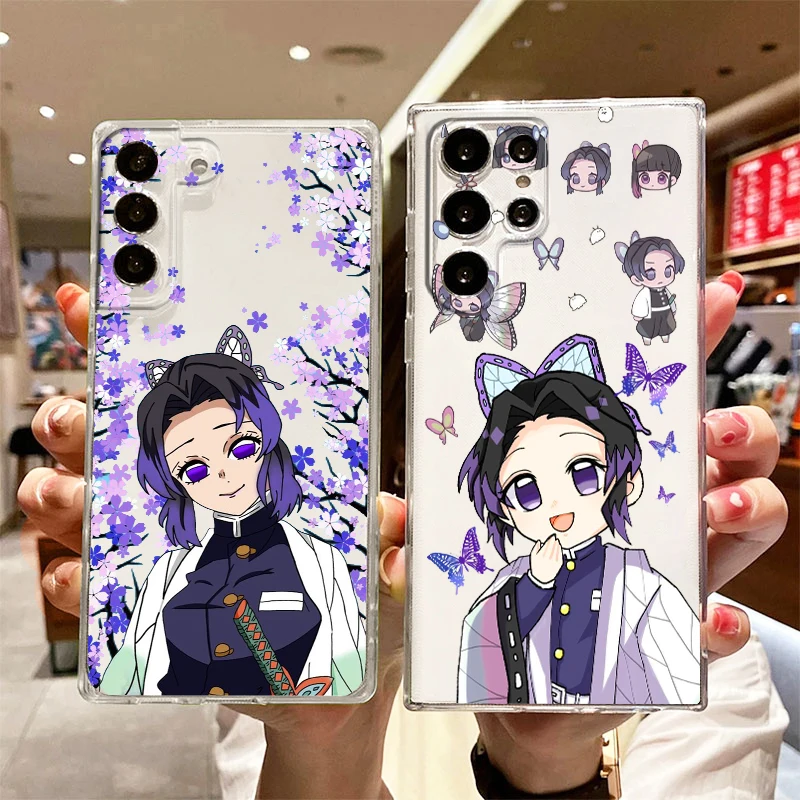 

Demon Slayer Kochou Shinobu Transparent Phone Case For Samsung S23 S22 S21 S20 FE Ultra Pro Lite S10 S10E S9 S8 Plus 5G