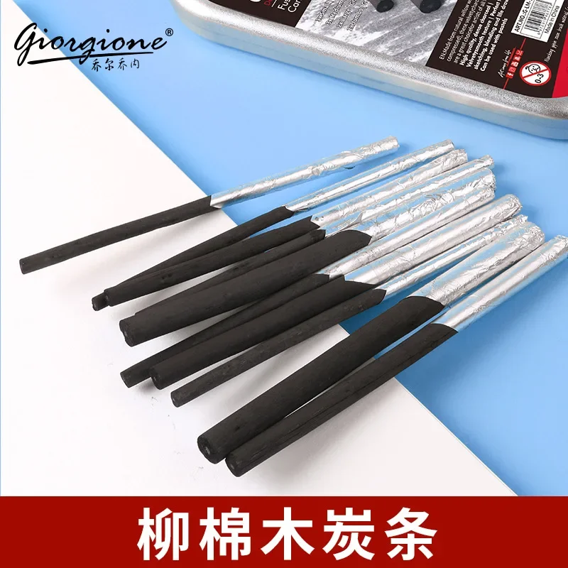 Giorgio Nelho Charcoal Strip 10 Sketch Carbon Stick Charcoal Pen Tool Art Painting Wood Willow Cotton Strip