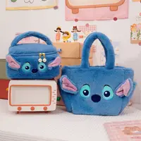Disney Stitch Plush Handheld Bag Cute Cartoon Stitch Shoulder Bag Large Capacity Makeup Box Portable Lunch Bag Girls Gifts 2