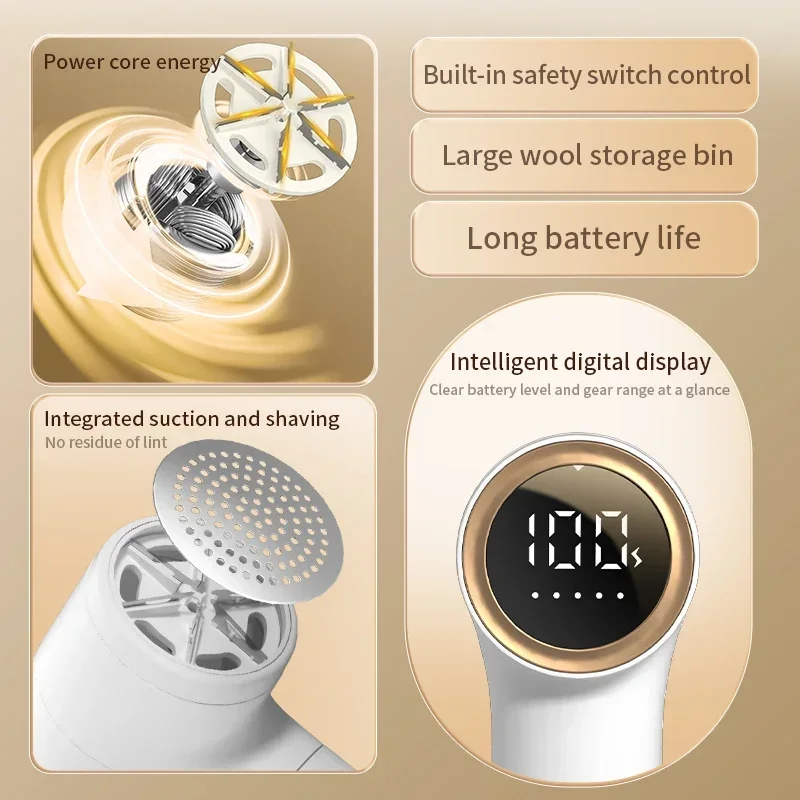 Xiaomi Electric Lint Remover Intelligent Digital Display USB Rechargeable Hairball Trimmer Portable Clothes Shaver 5 Gear Razor 6