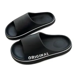 Feslishoet Unisex Summer Slippers - Comfortable Anti-Slip Solid Color Slides - 40-41 (Black)