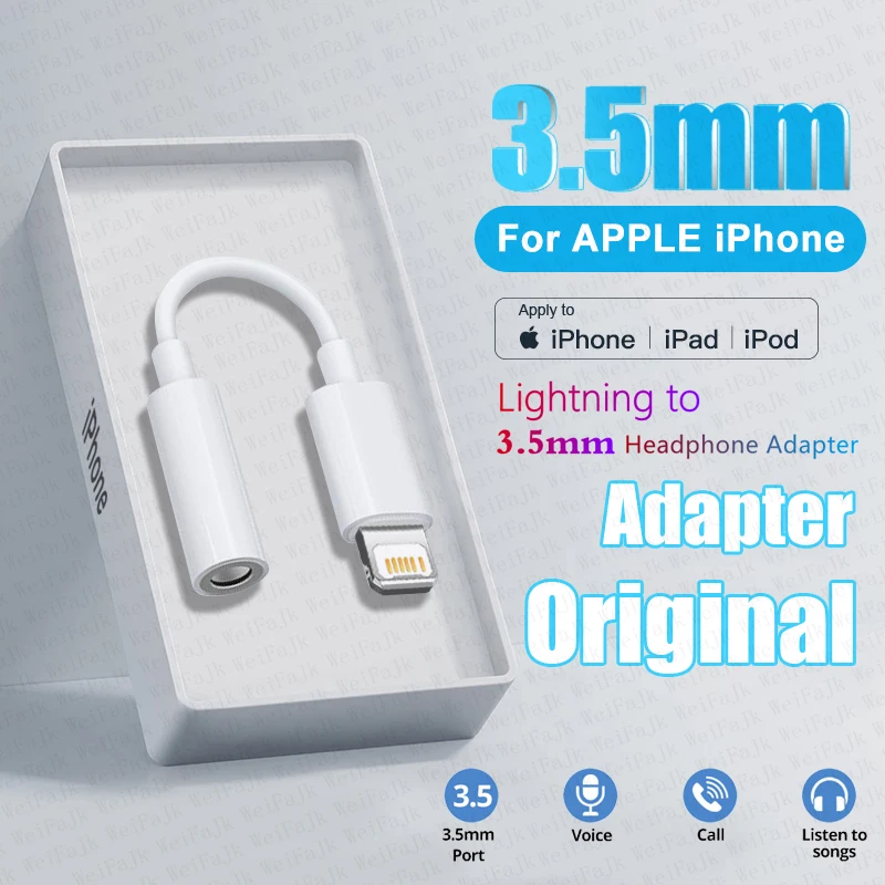 Apple orijinal yıldırım için 3.5mm jack aux kablosu kulaklık adaptörü  iphone 14 13 12 11 pro max x kulaklık bağlayıcı ses splitter - AliExpress