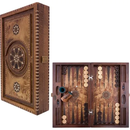 Helena Wood Art Genius Oymalı Backgammon Large 52x30x8,5 cm backgammon