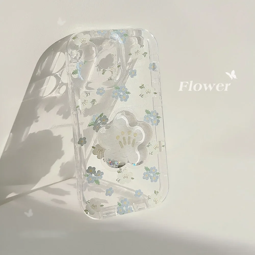 Chic Artistic Flower Design Case with Holder - Air Cushion Cover