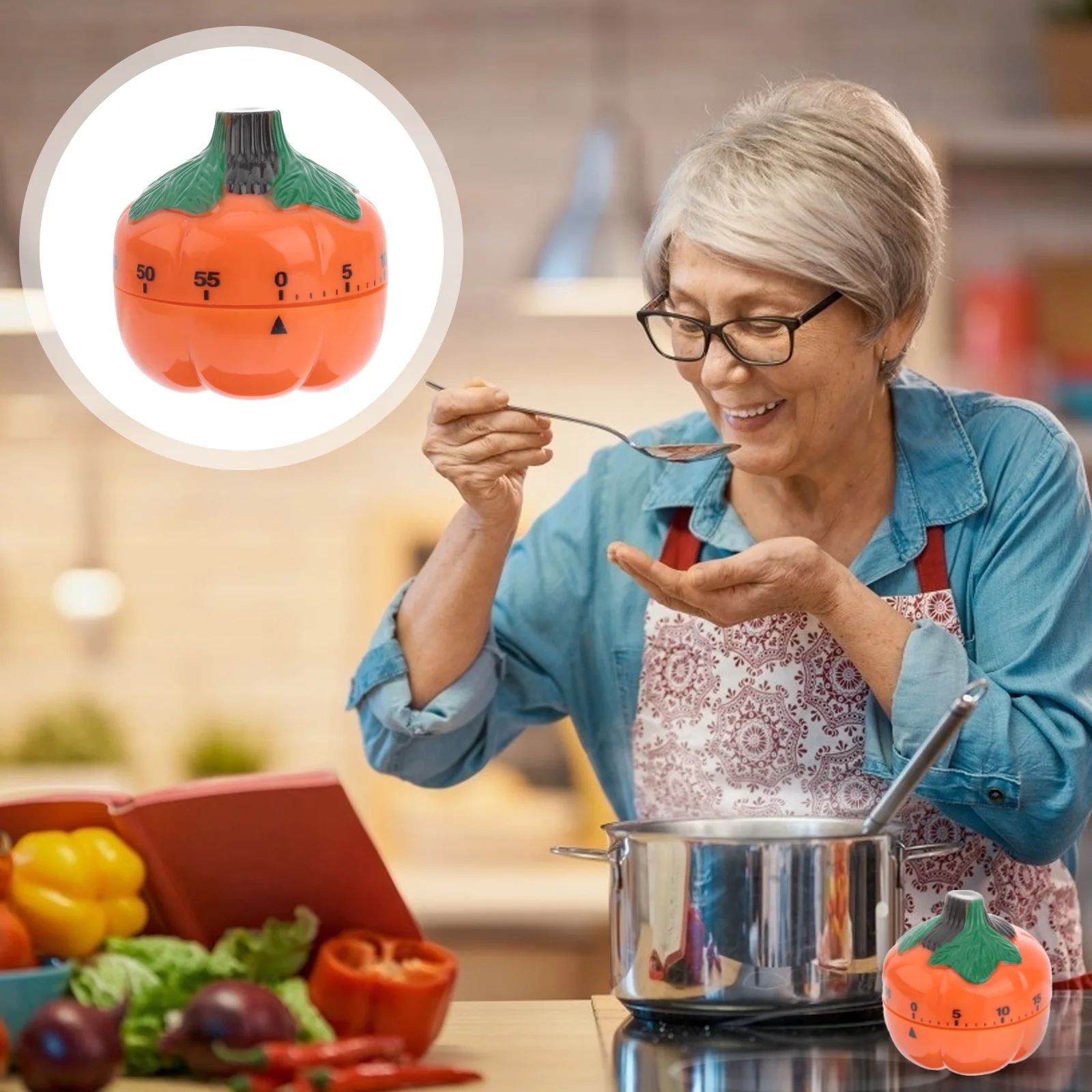 

Kitchen Timer 60 Minute Mechanical Cooking Timer Clock Loud Alarm Vegetable Pumpkin Shape Counters Restaurant Countdown Orange