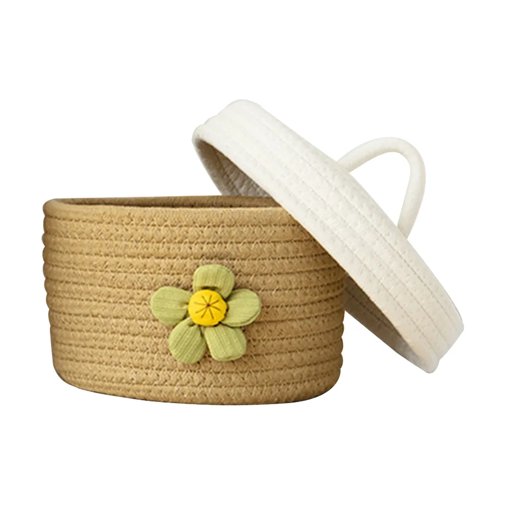 

Cabilock Desktop Small Woven Basket Cotton Rope Baskets Desktop Basket Bin Woven Nursery Basket Lid Countertop Organizing Toilet