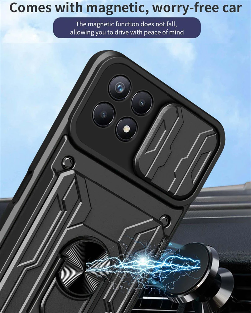 For Realme 8i Case Card Slot Ring Stand Camera Protect Phone For Cases Realme 8 Pro Realme8 4G 5G Shockproof Armor Back Cover 6