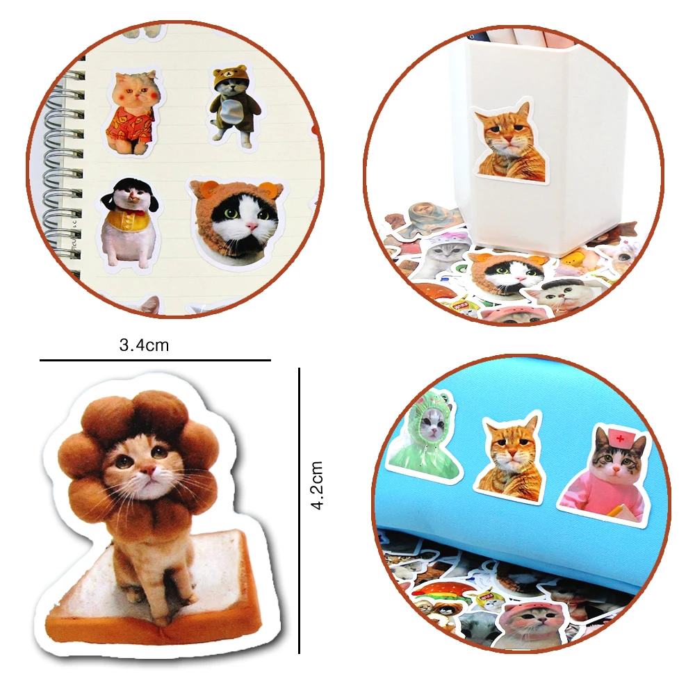 10/50/100pcs Funny Cat Stickers Cartoon Cute Decals Toy Stationery Guitar Phone Bicycle Laptop Luggage Car Graffiti Kids Sticker