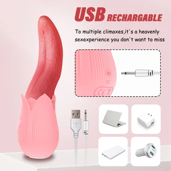 Tongue Licking Vibrators For Women Dildo Sex Toys for Adults 18 G spot Clitoral Stimulator Rechargeable Vibrator Female Sexy Toy 6