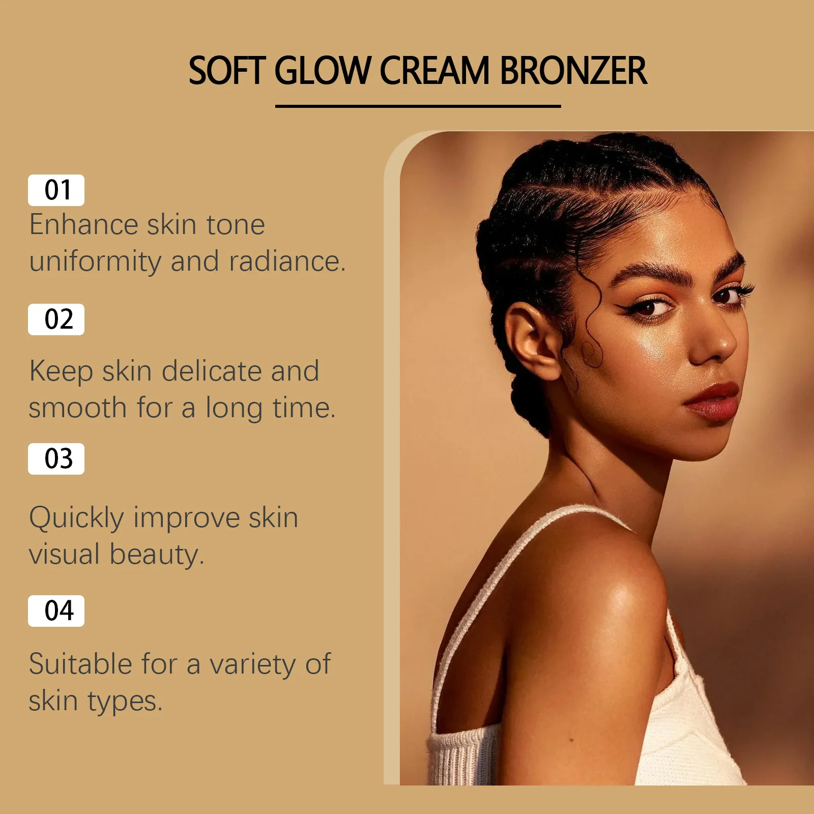 Tanning Cream Bronzer Solarium Waterproof Long Lasting Self-Tanning Face Bronzer Sunbed Tanning Cream Sunless Products
