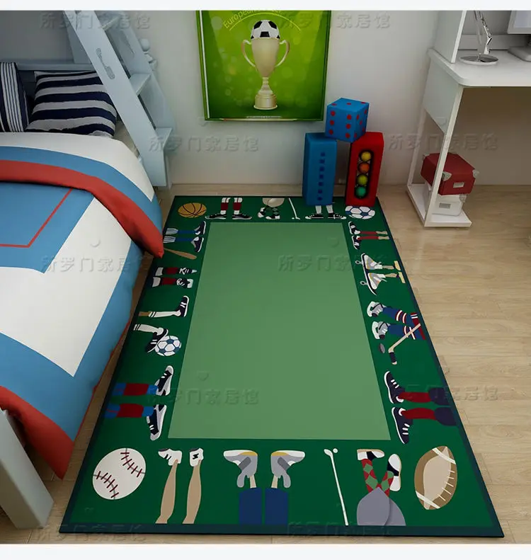 Alfombra de campo de fútbol verde para habitación de niños, dormitorio, sala  de estar, alfombra de entrenamiento de pista de baloncesto, decoración del  hogar, alfombrilla antideslizante - AliExpress