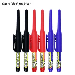 Waterproof Long Nib Deep Hole Marker Pen for Woodworking - Black/Blue/Red Ink (6 pens mixed C)