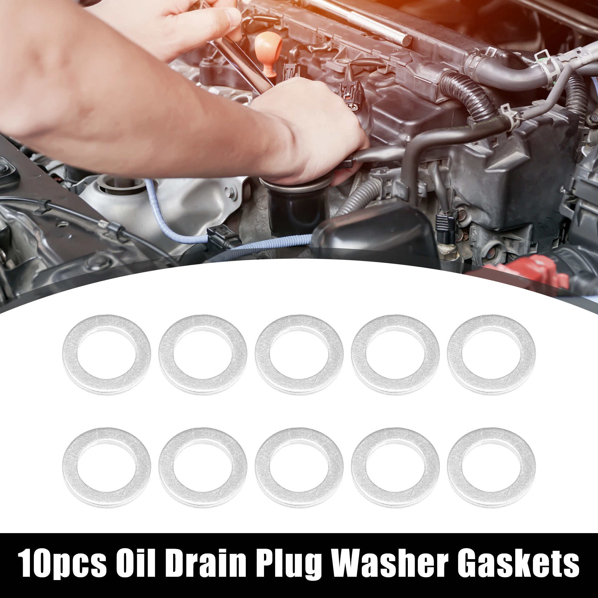 4/5/10pcs Engine Oil Crush Washers Drain Plug Gaskets 12x20x2mm Aluminum Silver Tone O.D 20mm I.D 12mm Auto Parts, oil drain plug gasket,oil drain plug seal washer,o ring gasket,sealing washers,engine gasket set,copper gasket combination