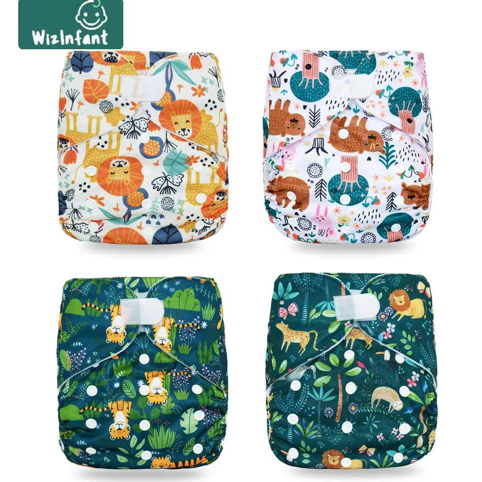 

WizInfant Washable Eco-friendly Baby Cloth Diaper Ecological Adjustable Nappy Reusable Diapers Fit Waist 36-58cm Baby