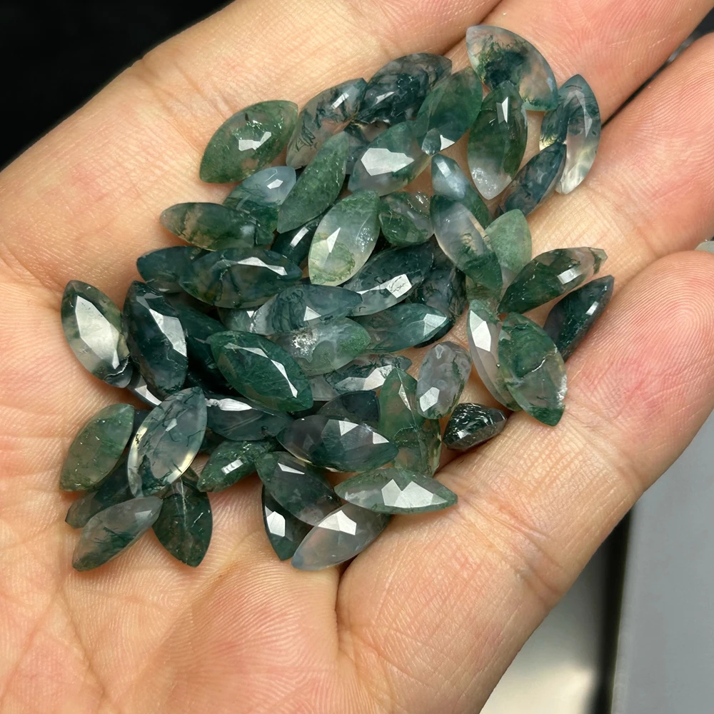 Natual Marquise Cut 1.5x3mm 6x12mm Green Moss Agate Stone