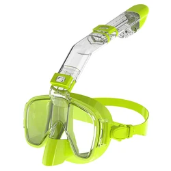 Foldable Anti-Fog Snorkel Mask Set with Full Dry Top System - L/XL (Light Green)