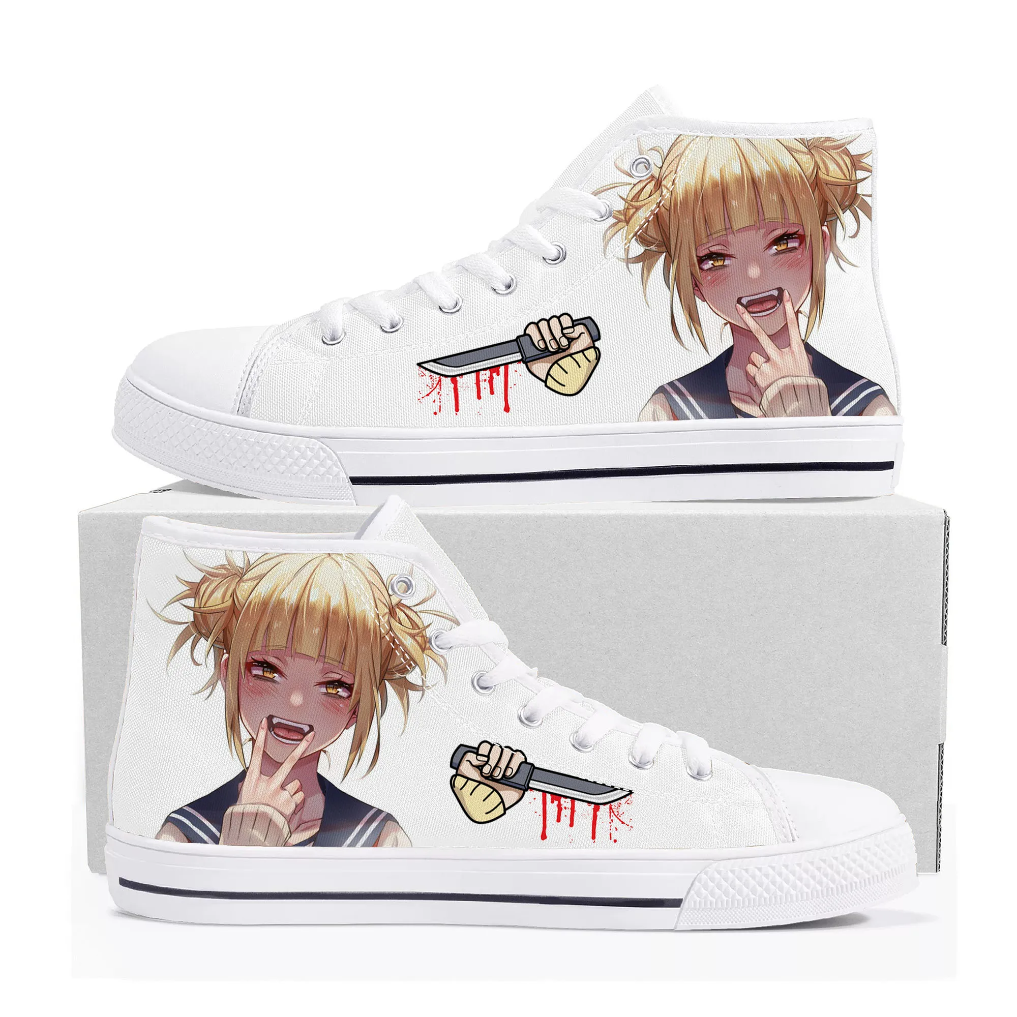 Hot Anime Himiko Toga High Top Sneakers My Hero Academia Men Women Teenager High Quality Canvas Sneaker Couple Shoes Custom Shoe