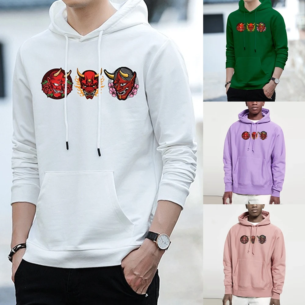 

Hoodie Autumn Sweatshirt Men Casual Student Fashion Hooded Sweatshirt Monster Print Long Sleeve Draw String Harajuku Pullover