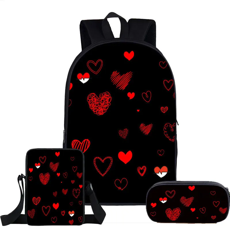 Classic Novelty Nurse Heart 3D Print 3pcs/Set pupil School Bags Laptop Daypack Backpack Inclined shoulder bag Pencil Case