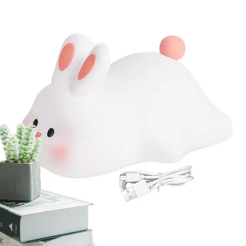 

Animal Night Lamp Touch Night Light For Nursery Soft Rabbit Table Lamp Kids Night Light Big Face Rabbit Silicone Touch Lamp