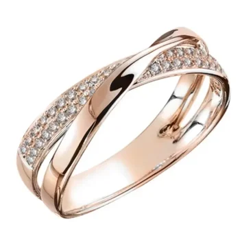 Classic Stainless Steel Two Tone X Shape Cross Ring for Women Wedding Trendy Jewelry Dazzling Zircon Wedding Rings Modern Rings 5