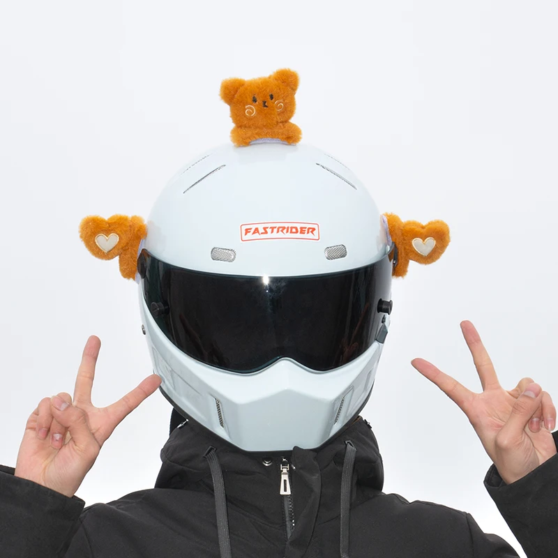

Плюшевый медведь украшение для мотоциклетного шлема Love Bear Ear Электрический автомобильный шлем аксессуары Универсальный Съемный