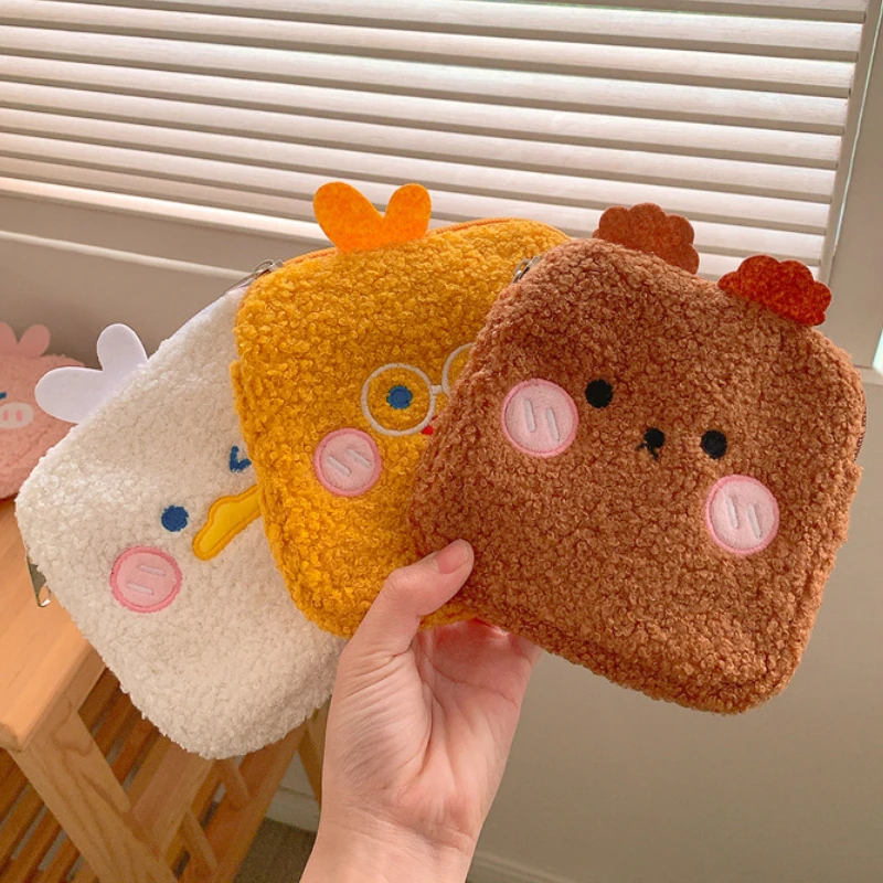 

Women Tampon Sanitary Pad Bag Small Cosmetic Bags Makeup Pouch Card Lipstick Organizer Cute Plush Sanitary Napkin Storage Bag