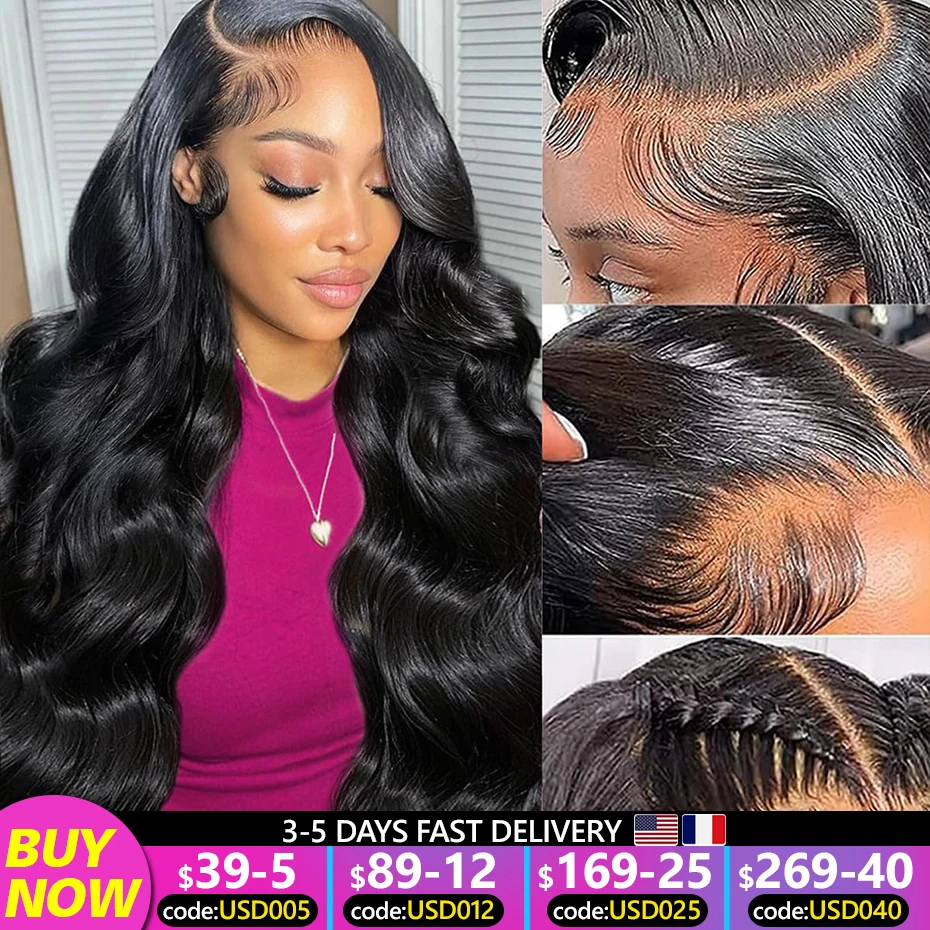13x6 Lace Wig Brazilian Body Wave Human Hair Wigs Bling Hair Remy Natural Line Pre Plucked Bleached Knots Lace Frontal Wig