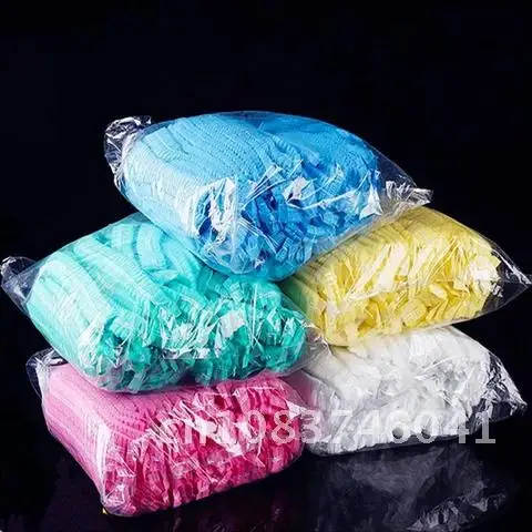 

Hot Sale 10PCS Pleated Non-woven Disposable Shower Caps Anti Dust Hat Women Men Bath Caps for Spa Hair Salon Beauty Accessories
