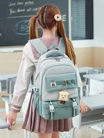 Waterproof Teenage Bookbag Resistant to dirt Nylon Rucksack Fashion Girl Backpack Women School Bag High School Schoolbag Black 1