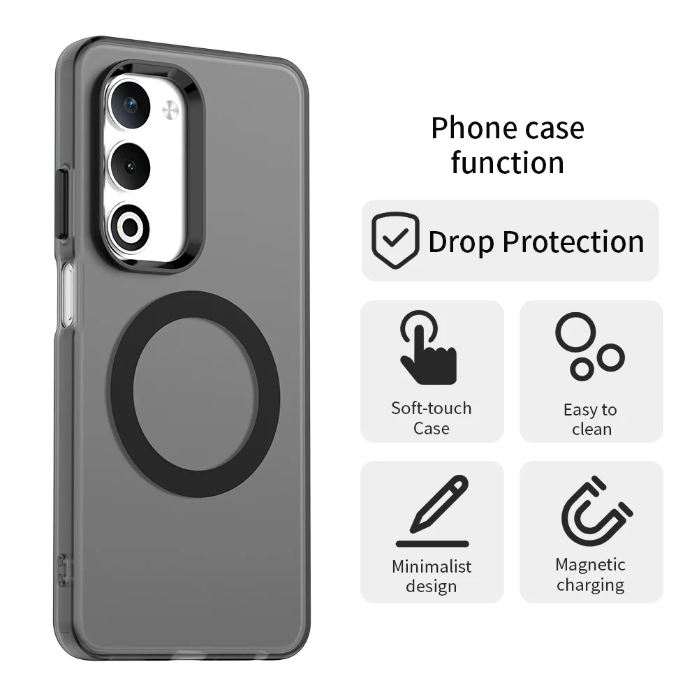 Magnetic Wireless Charging Case with Transparent Candy Color Back Shell