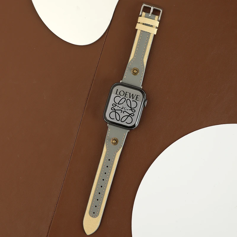 애플 워치용 청바지 리벳 가죽 밴드, 데님 가죽 컬러 매칭 팔찌, iWatch9 4 5 6SE 스트랩, Ultra2 1, 49mm, 45mm, 41mm