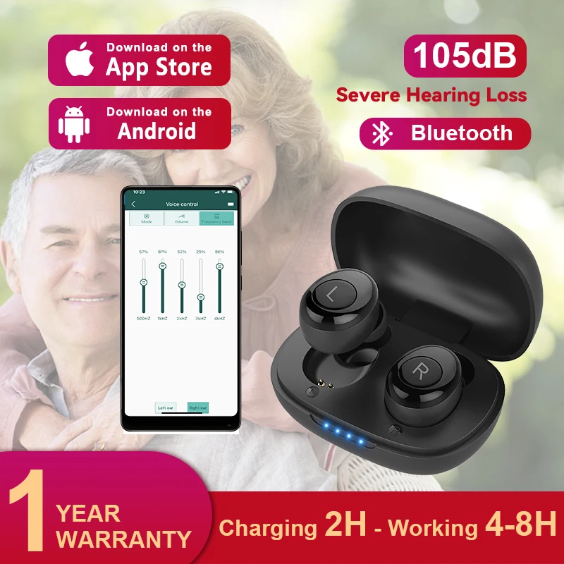 Rechargeable Hearing Aids Cic Hearing Aid With Bluetooth App Control High Power Sound Amplifier