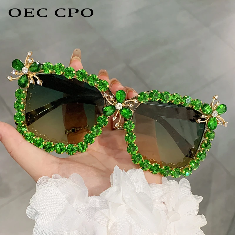Women's Luxury Diamond Haft Frame Vintage One-piece Sunglasses main image 0