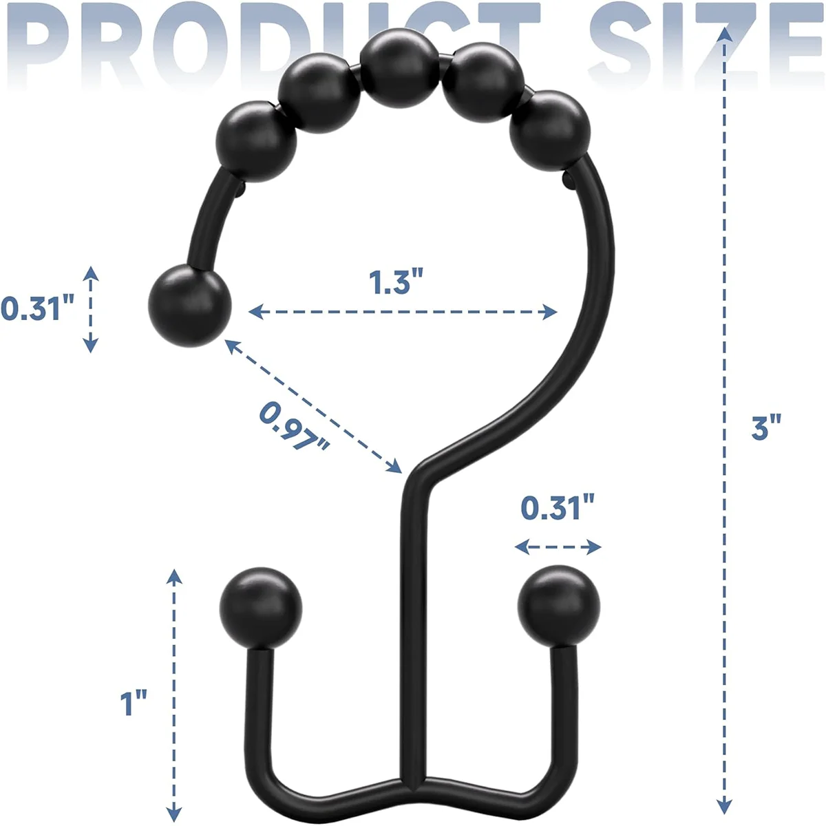 Shower Curtain Hooks, Double Sided 6