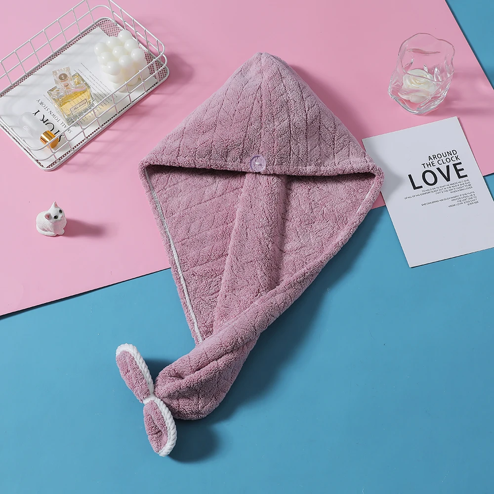 1pcs Microfibre Fast Hair Drying Towel Hat Womens Girls Quick Dry Super Absorption Hair Cap Turban Towels Head Wrap Bathing Tool