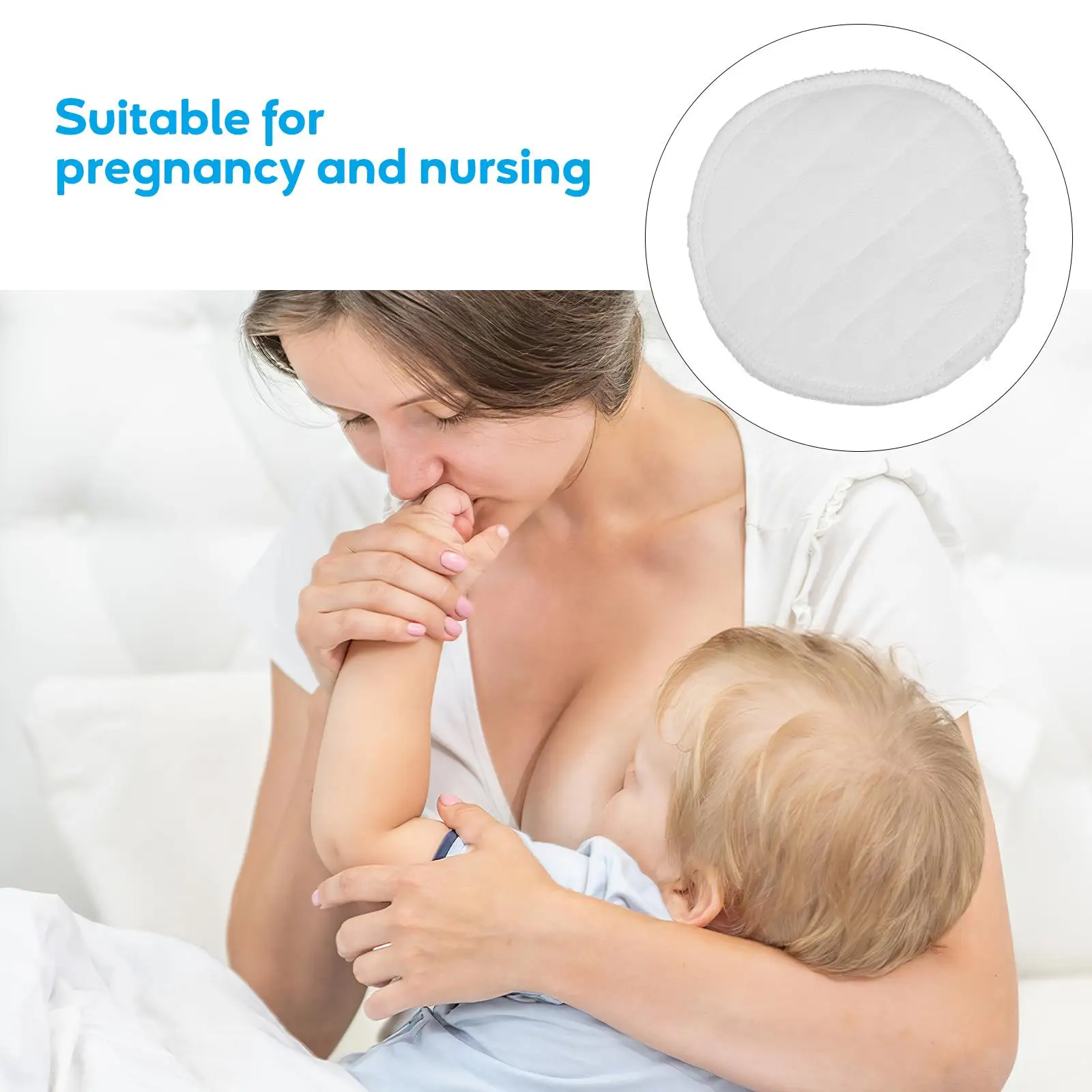 10 PCS Washable Breast Pads Cotton Breastfeeding Breathable White Nipple Balm for