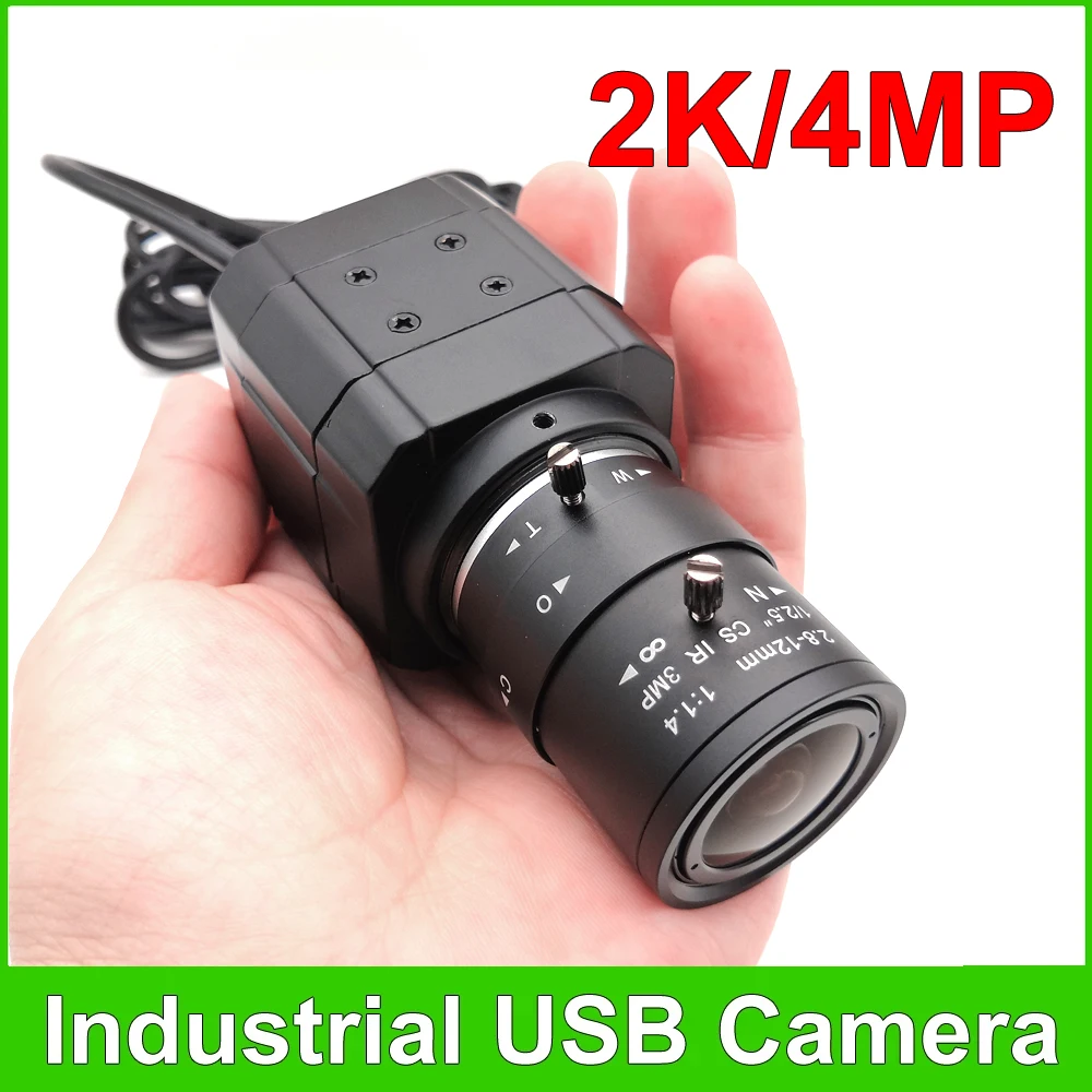 Webcam de Alta Velocidade com Lente Varifocal cs Plug And Play para Transmissão ao Vivo do Youtube Câmera Usb 2k hd 30fps Uvc Otg 4mp 2812 mm hd