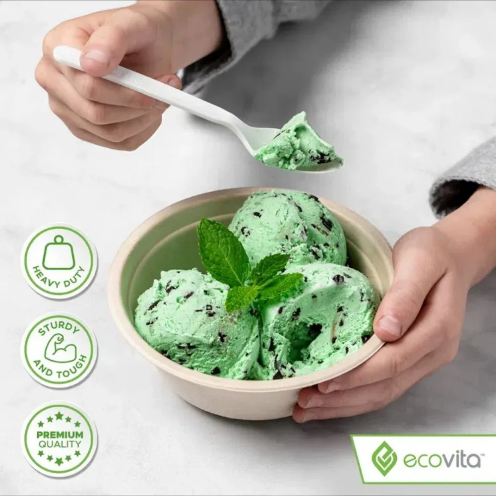 Disposable CPLA Utensils Set, Compostable and Biodegradable Cutlery for Restaurants and Camping，6 inch 50pack spoons，forks andkn