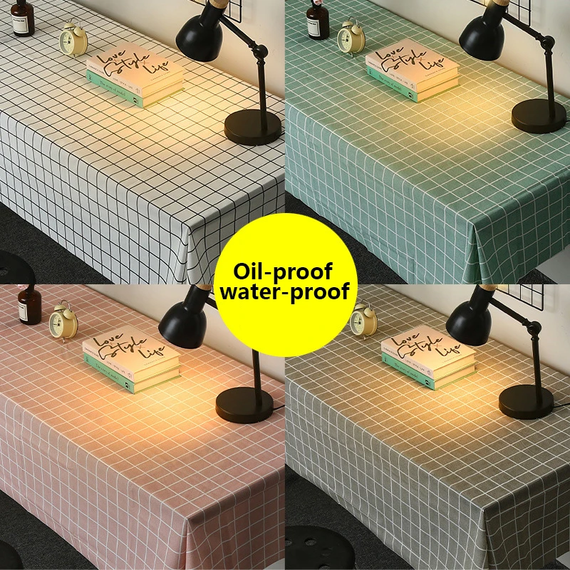 Simple checkered tablecloth, waterproof and oil-resistant tablecloth, home living room coffee table, placemat and tablecloth 5