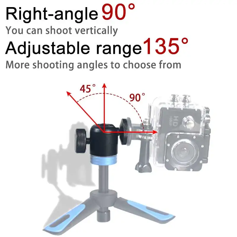 Metal Tripod Ballheads Mount Adapter Camera Photo 1/4 Mini Tripe Rotating Swivel Head For Phone Flash Holder Stand Accessories tripod ball head
