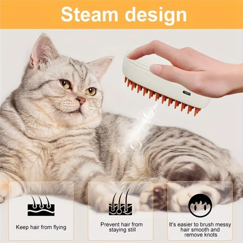 Dog Steamer Brush Cat Steam Brush Electric Spraycat Hair For Massage Pet Grooming Cat Hair For Removing